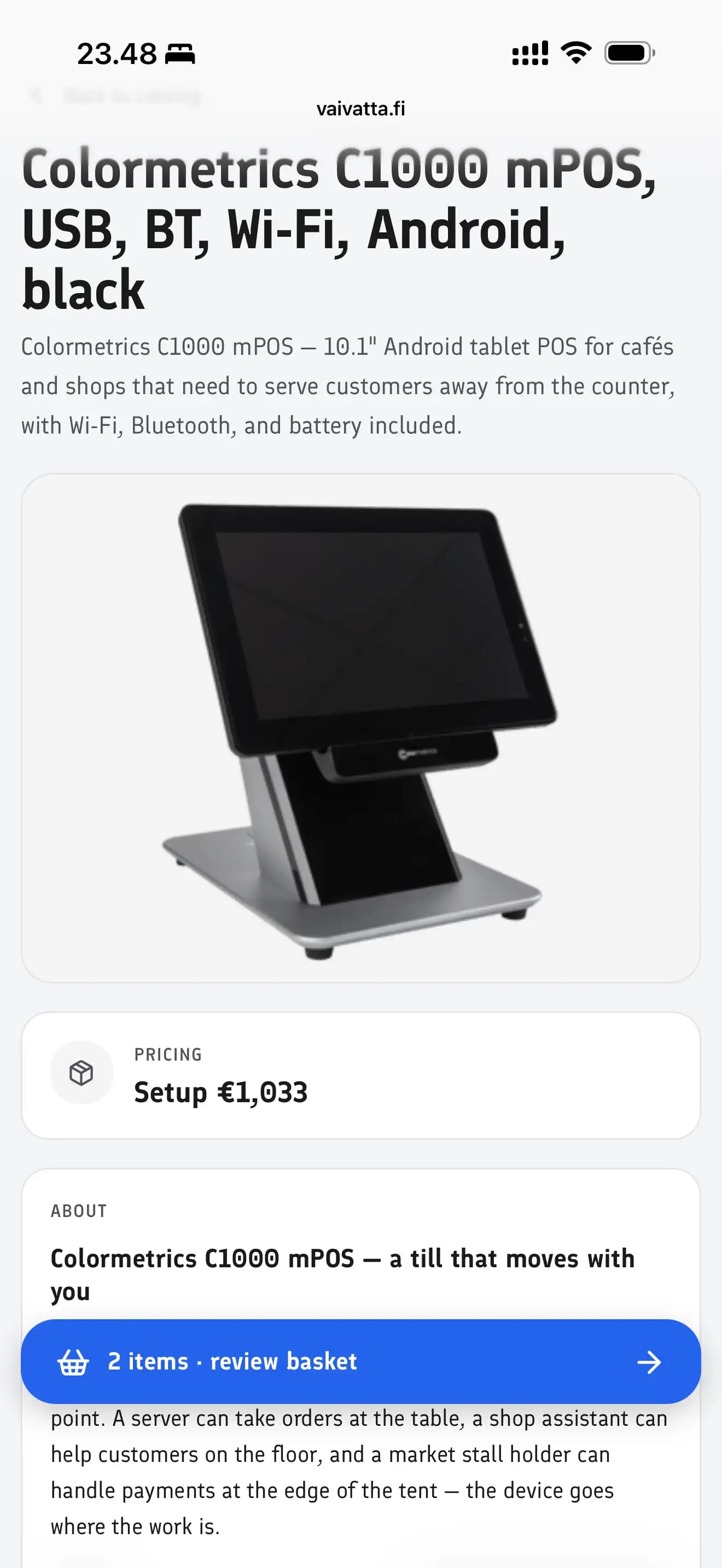 Screenshot of a catalog product detail page showing a list price