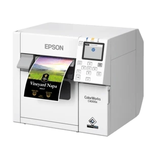 Epson ColorWorks C4000 -värillinen tarratulostin, mattamusta muste, leikkuri, ZPL II