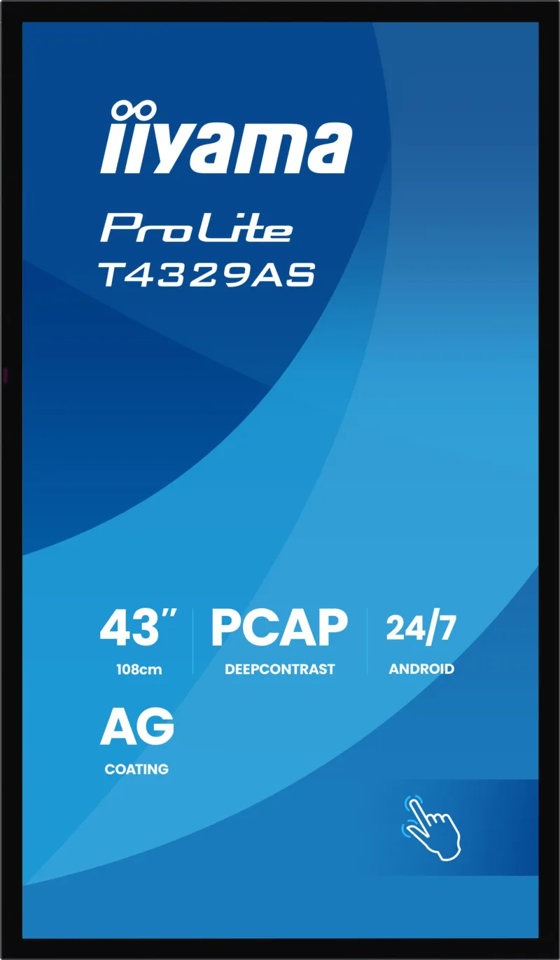 iiyama ProLite T4329AS-B1AG -kosketusnäyttö, 43", 4K UHD, PCAP 20 pistettä, Android 14, 24/7, musta, kuva 4
