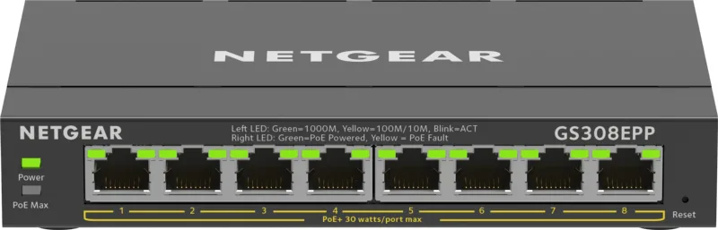 Netgear GS308EPP PoE+ Switch, 8 × Gigabit, 123 W, image 1