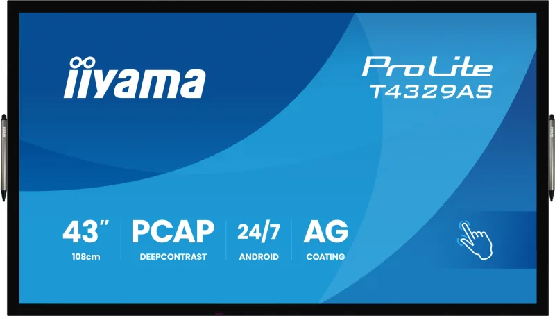 iiyama ProLite T4329AS-B1AG -kosketusnäyttö, 43", 4K UHD, PCAP 20 pistettä, Android 14, 24/7, musta, kuva 3