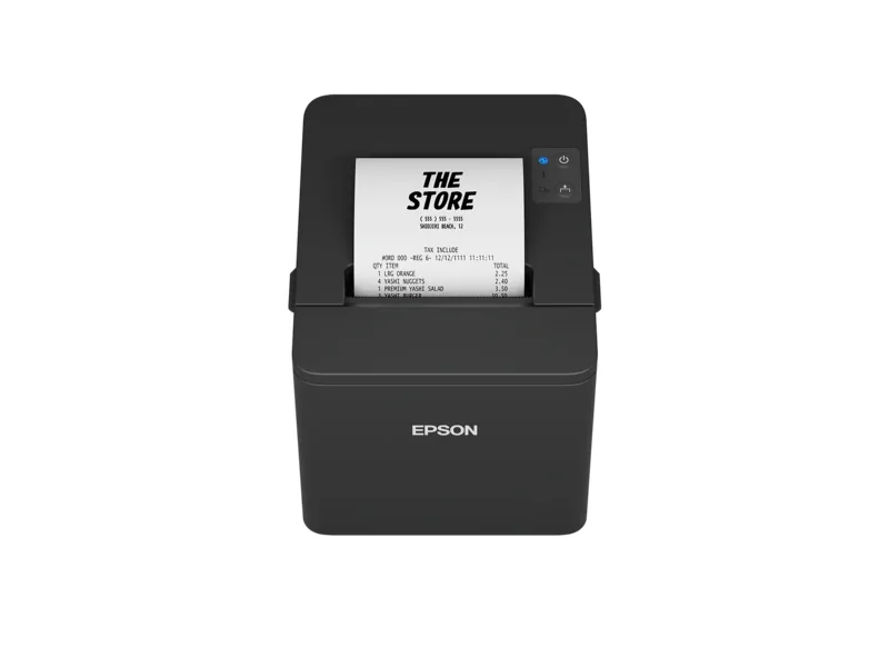 Epson TM-T20IV receipt printer, front view, black