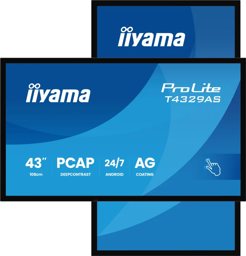 iiyama ProLite T4329AS-B1AG touch display, 43", 4K UHD, 20-point PCAP, Android 14, 24/7, black, image 1