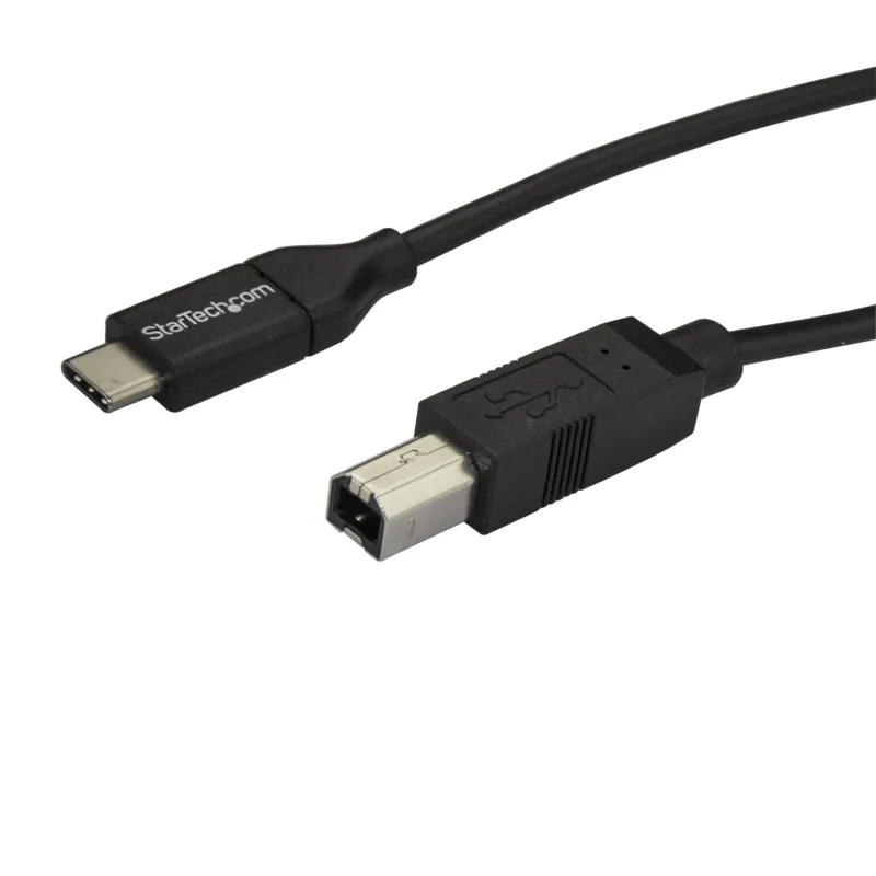 StarTech USB-C to USB-B cable, coiled, black