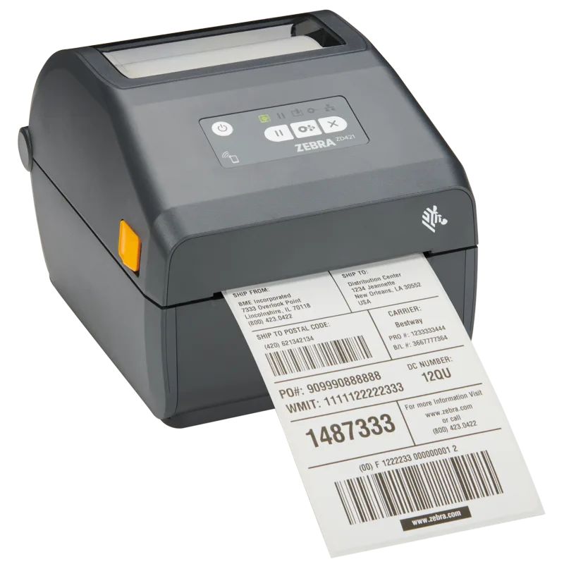 Zebra ZD421 label printer, front view