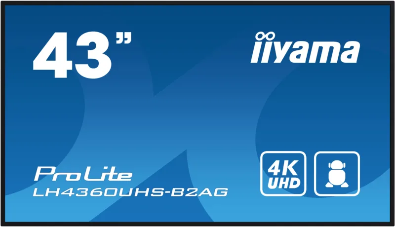 iiyama ProLite LH4360UHS-B2AG digital signage display, 43", 4K UHD, Android 11, Wi-Fi, 24/7, black, image 2