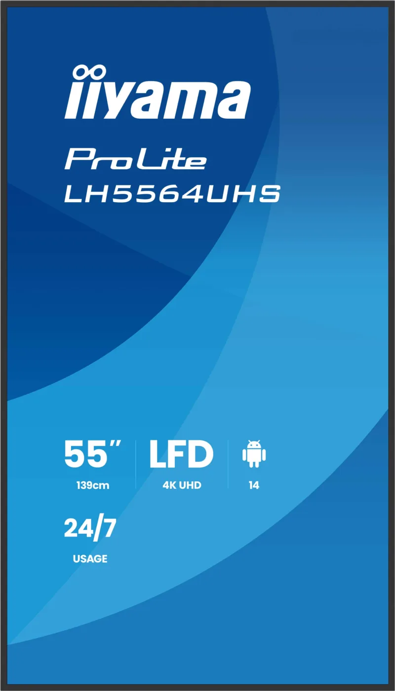 iiyama ProLite LH5564UHS-B1AG digital signage display, 55", 4K UHD, Android 14, Wi-Fi, 24/7, black, image 3