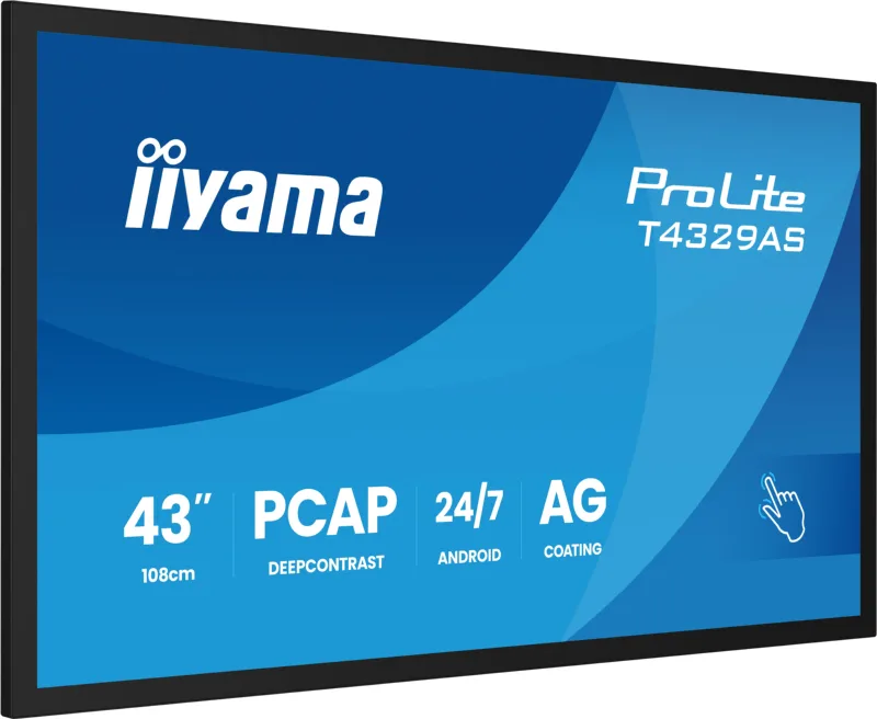 iiyama ProLite T4329AS-B1AG -kosketusnäyttö, 43", 4K UHD, PCAP 20 pistettä, Android 14, 24/7, musta, kuva 5