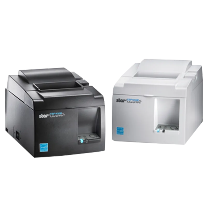 Star TSP100 receipt printers in black and white