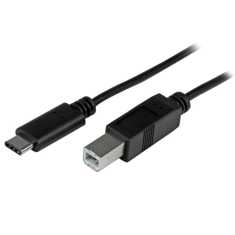 StarTech USB-C to USB-B cable, black, both connectors visible