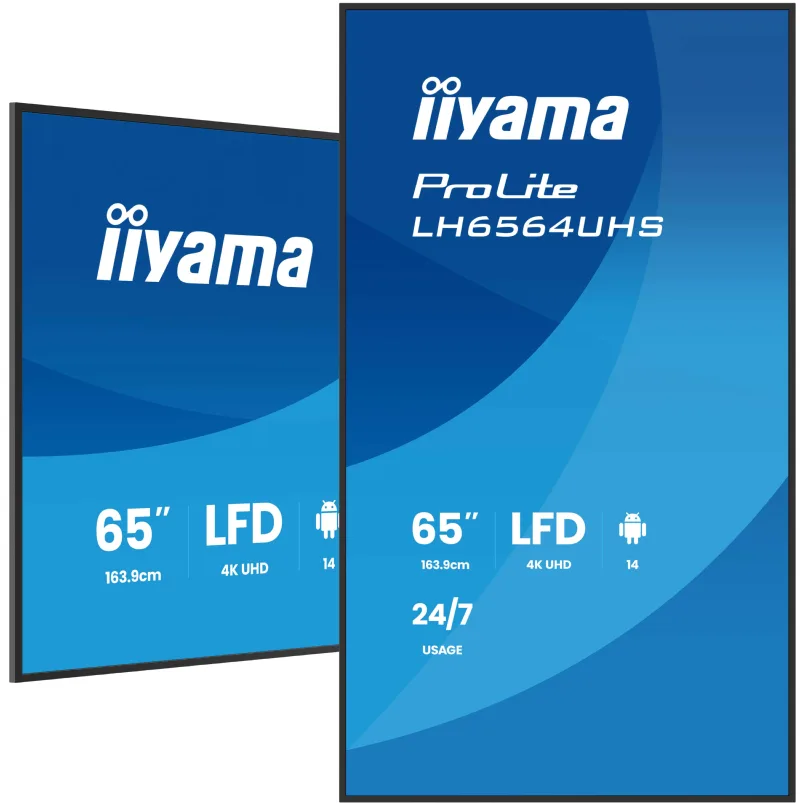 iiyama ProLite LH6564UHS-B1AG digital signage display, 65", 4K UHD, Android 14, Wi-Fi, 24/7, black, image 1
