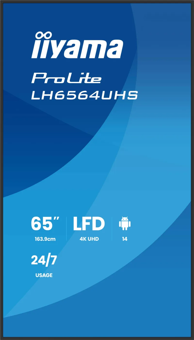 iiyama ProLite LH6564UHS-B1AG -infonäyttö, 65", 4K UHD, Android 14, Wi-Fi, 24/7, musta, kuva 3